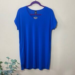 New Lildy Cobalt Blue Short Sleeve Tunic Top V-Neck Women's S-M Medium Casual